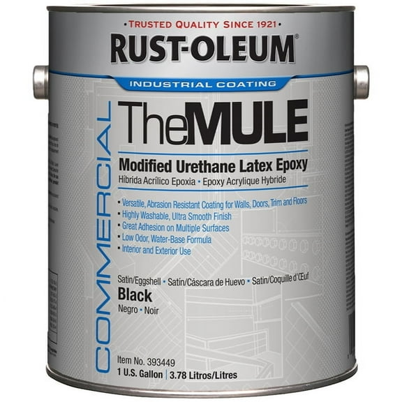 1 gal Rust-Oleum 393449 Eggshell Black MULE Modified Urethane Latex Epoxy, Satin