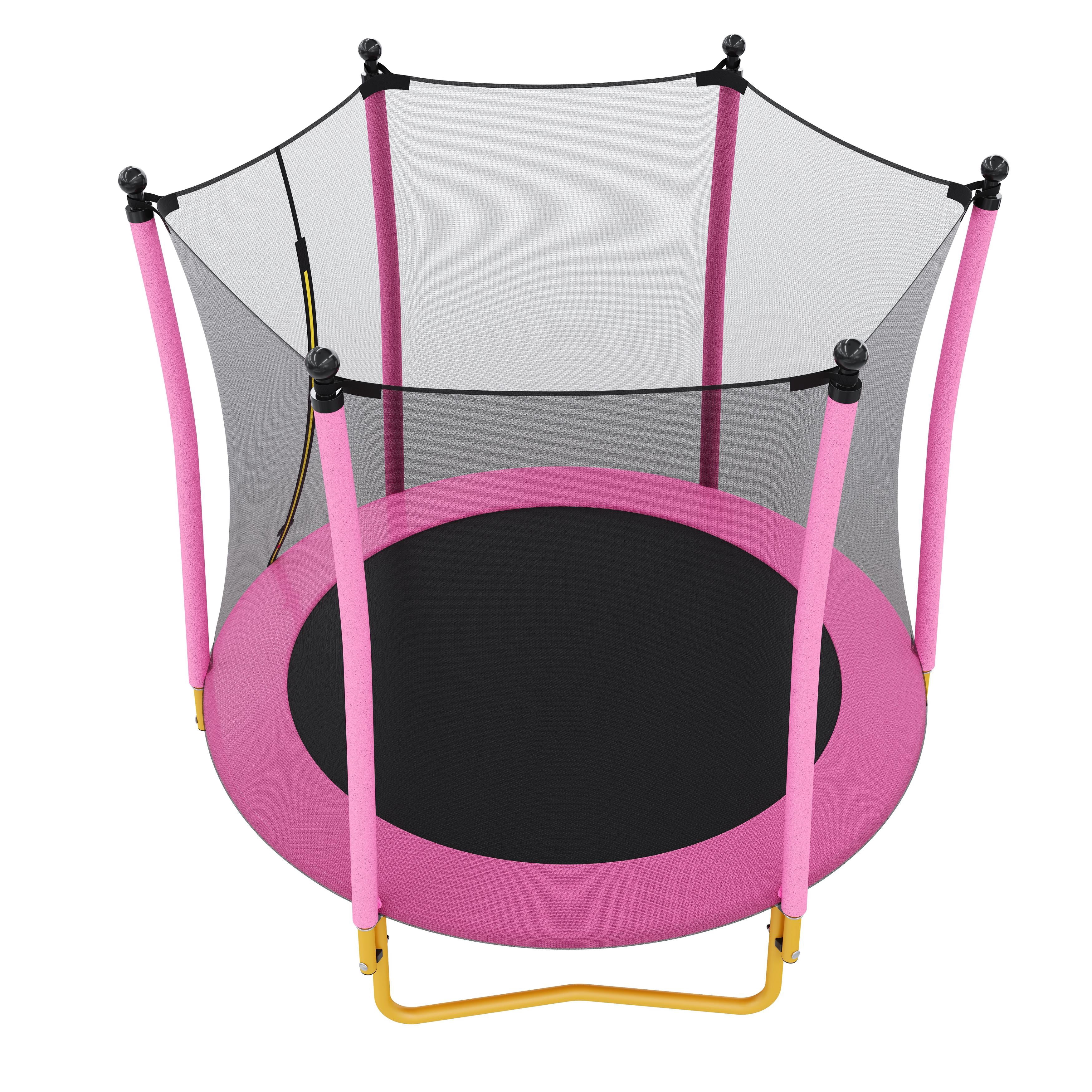 Trampoline with Safety Enclosure Net for Kids, SEGMART 65" Indoor Outdoor Toddler Trampoline with Spring Pading, Indoor Outdoor Kids Trampoline with Jumping Mat, Small Round Trampoline for Boys Girls