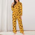 thumbnail image 2 of Honeii Yellow Leopard Print Sunflower print Women's Pajama Sets Long Sleeve Button Down Sleepwear Nightwear Soft Pjs Lounge Sets-X-Large, 2 of 7
