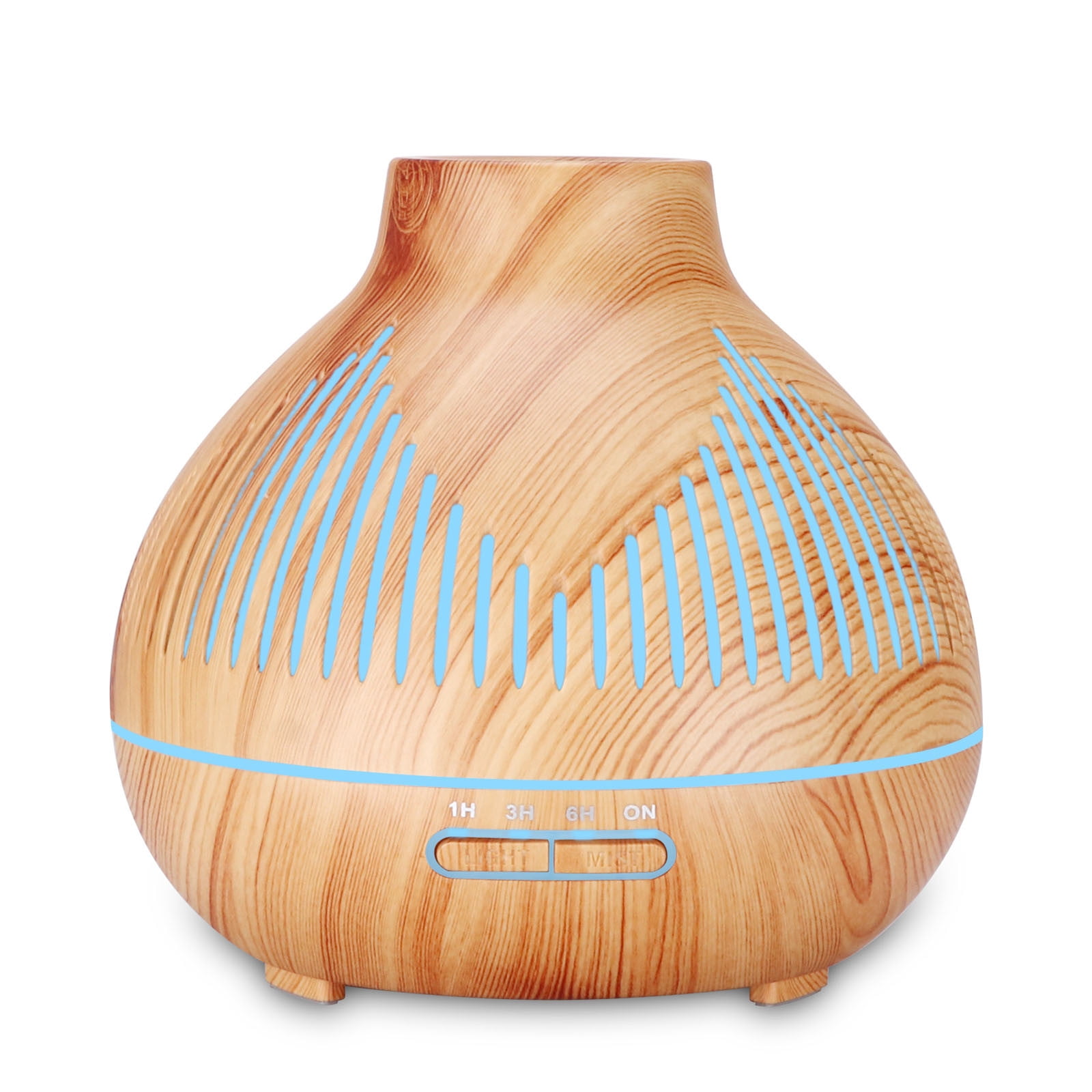 Humidifier Large Room,400Ml Mini Light Wood Texture Hollow Cool Mist Humidifier with Remote Control (Yellow),Air Humidifier for Home Baby Nursery & Plants