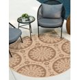 thumbnail image 3 of Unique Loom Outdoor Botanical Collection Area Rug - Medallion (6' 1" Round Brown/Beige), 3 of 12
