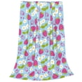 thumbnail image 2 of Honeii Strawberry And Flowers Print Fleece Blanket - Throw Blanket for Bed, Sofa, Couch, Camping, and Travel , Microplush Ultra Soft Warm Blanket-80"x60", 2 of 7