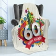 thumbnail image 4 of 60th Birthday Soft Flannel Fleece Throw Blanket, Modern Geometric Style Fairytale Theme Castle and Boat 60 Party Image, Cozy Plush for Indoor and Outdoor Use, 50" x 70", Multicolor, by Ambesonne, 4 of 5