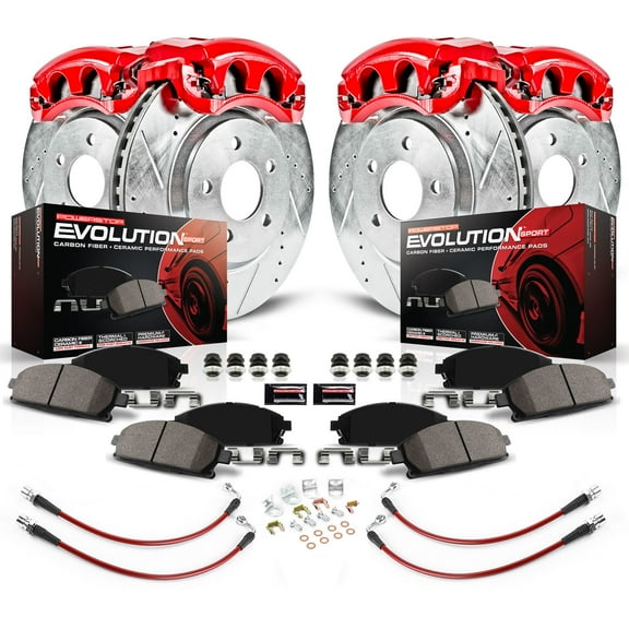 Power Stop Front and Rear Z23 Evolution Sport Brake Pad and Rotor Caliper and Hose Kit KCH11282