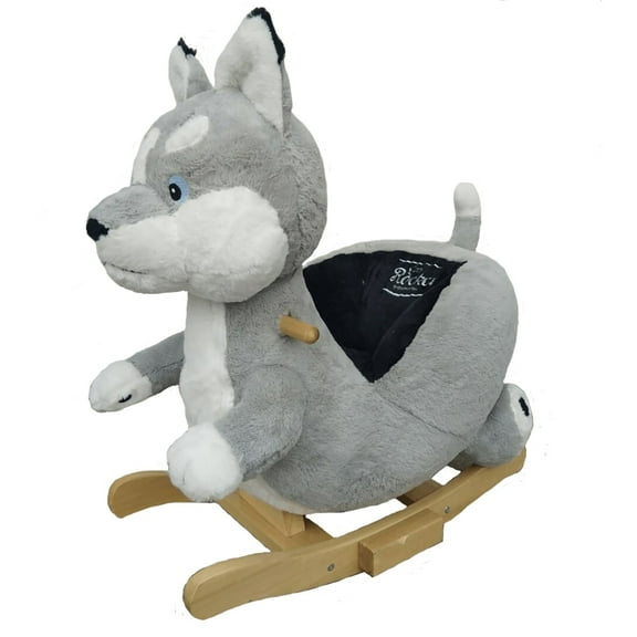 Gerardo's Toys: Little Rockers - Wolf - Wooden Plush Ride-On Rocking Animal Toy, Plays Music, Removable Soft Fabric Cover, Toddler & Kids Ages 24mo 