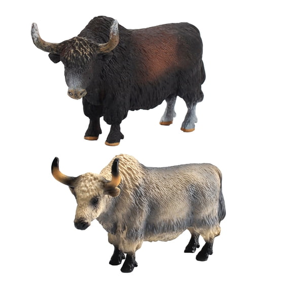 Yak Animals Figures Toys, 2PCS Wild Yak Animals Figurines, Animal Figures Realistic Yak Plastic Early Educational Toys Cupcake Topper Party Gift for Kids 3  Year Old, Christmas Birthday Gifts