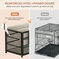 thumbnail image 4 of Llinc Store 38.4" W x 27.7" D x 30" H Dog Crate Furniture Wrought Iron Frame with Wheels, Waterproof Dog Kennel Side Table With Dog Crate For Medium And Small Dogs, Grey, 4 of 10