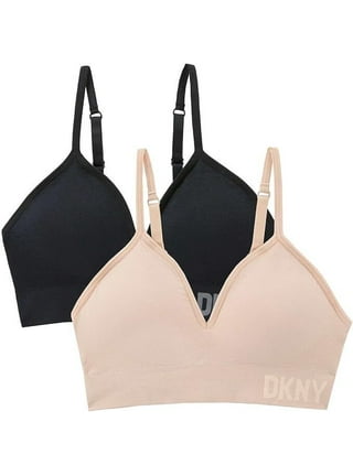 DKNY Ladies' Seamless Sports Bralette 2-Pack, White/Sand Small 