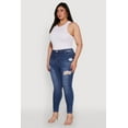thumbnail image 3 of Womens Plus Size WAX Distressed High Rise Skinny Jeans, 3 of 5