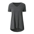 thumbnail image 2 of Women's Causal Short Sleeve Solid Color Basic T Shirt Plus Size Tops Casual V Neck Tunic Loose Blouse, 2 of 4