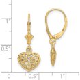 thumbnail image 4 of 14K Yellow Gold Glamorous, Glistening, Lustrous Polished 36.3 Mm 21.2 Diamond-Cut Mini Puffed Heart Leverback Earrings, 4 of 4