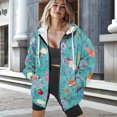 thumbnail image 3 of HELLHERO Drawstring Hood Zip Up Jacket for Fall Daily Life, Wildflowers and Insects Theme Polyester Fabric with Pockets Active Hoodie, 3 of 9