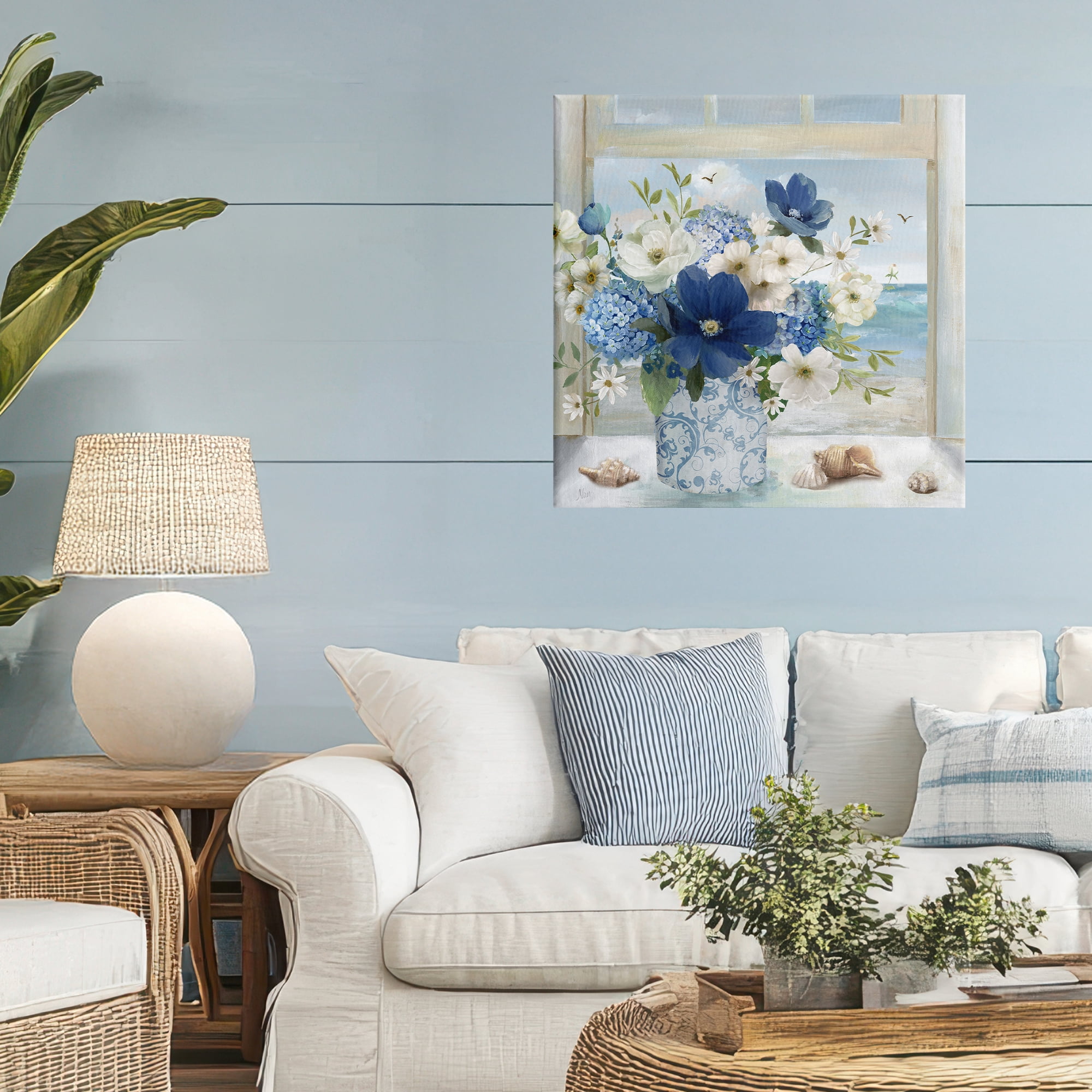 Stupell Industries Seaside Blue & White Arrangement Canvas Wall Art, design by Nan