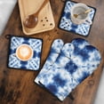 thumbnail image 5 of Blue White Tie Dye Mandala Pattern Kitchen Oven Mitt and Pot Holder Sets 4 Pcs for Baking, Cooking and Grilling, Heat Resistant Up To 392 °F, 5 of 7