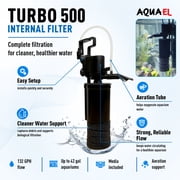 Aquael Turbo 500 Internal Aquarium Filter, 132 GPH, Mechanical & Biological Filtration, for Freshwater Tanks Up to 40 gal