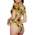 thumbnail image 3 of The Xecao Sunflowers Women's Crew Neck Body Suit, a short-sleeved bodysuit and basic swimsuit, both comfort and style for dating and daily life, 3 of 9