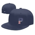 thumbnail image 7 of DouZhe Flat Brim Cap Snapback Hat, Alphabet P America Usa Flag Prints Adjustable Blue Adult Baseball Cap, 7 of 7
