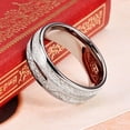 thumbnail image 2 of Wedding Ring Men Women. 8mm Silver Tungsten Wedding Band Double Meteorite, 2 of 6