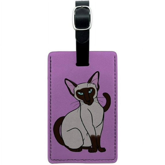 Siamese Cat On Pink Pet Leather Luggage ID Tag Suitcase Carry-On