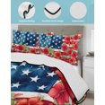 thumbnail image 3 of Quilts Queen Size Bedding Set, American Flag Reversible Summer Quilt 3 Pieces, Independence Day USA Floral Leaves Red Blue Lightweight Bedspreads Coverlets with 2 Pillow Shams for All Seasons, 3 of 5