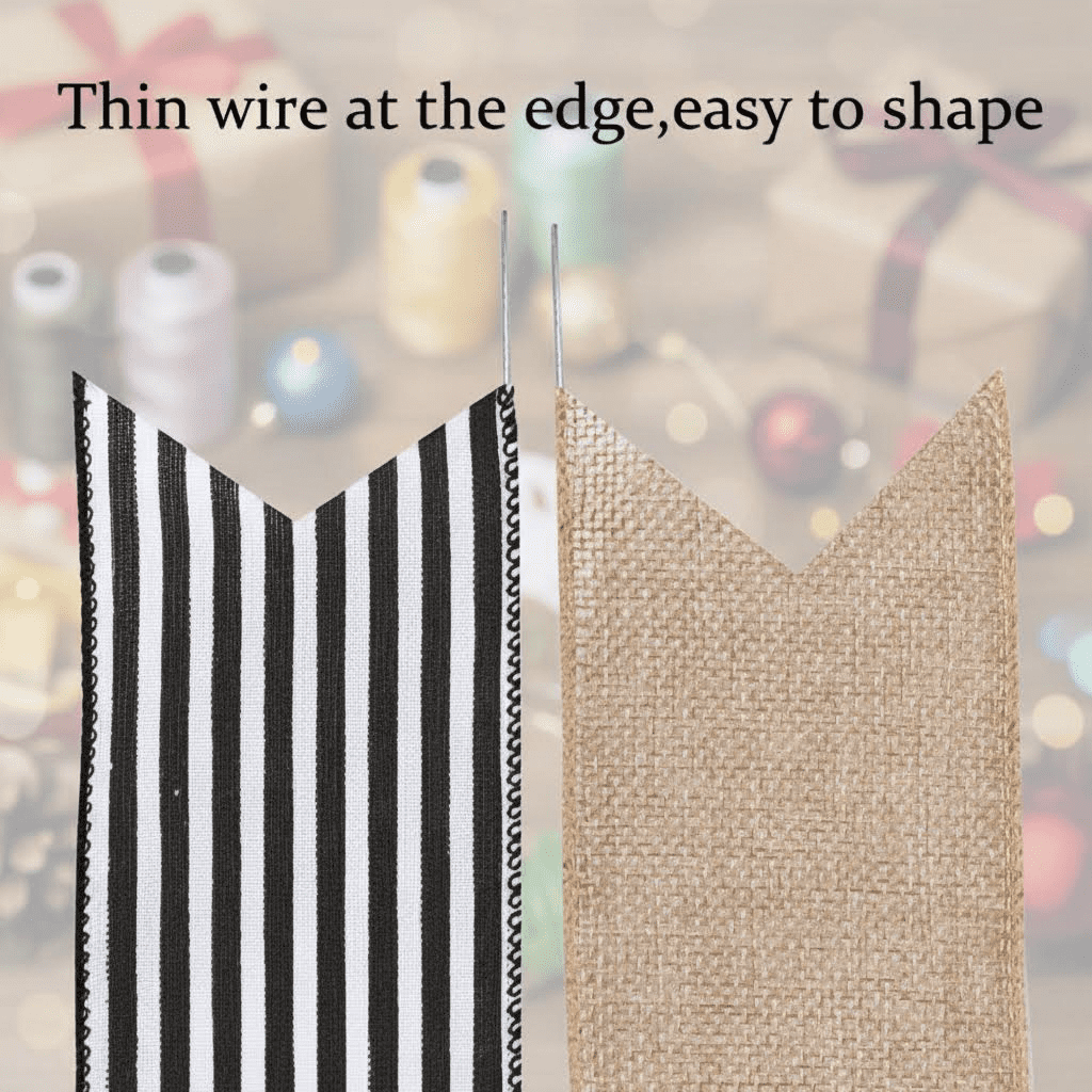 2 Pack Rustic Burlap Bows with Black and White Stripes for Wreaths, Farmhouse Decor, Holiday Crafts, Wedding Party, Tree Topper, and Home Front Door Decorations