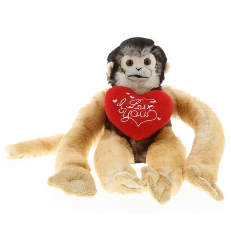 - Super Soft Plush Dollibu Long Arm Hanging Squirrel Monkey Red I Love You Valentines Plush