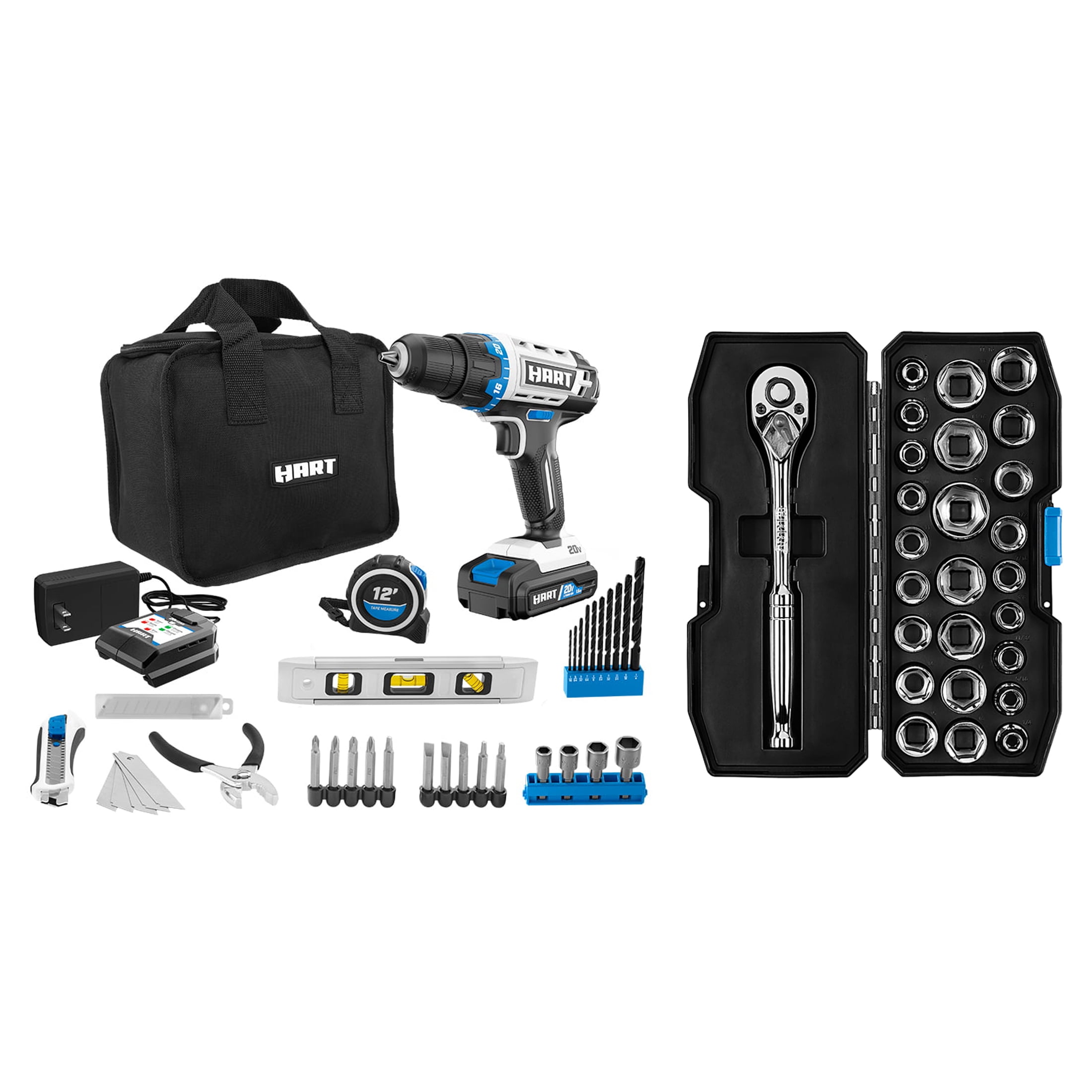 HART 20 Volt Cordless 36 Piece Project Kit 3 8 inch Drill Driver 10 hart-20-volt-cordless-36-piece-project-kit-3-8-inch-drill-driver-10