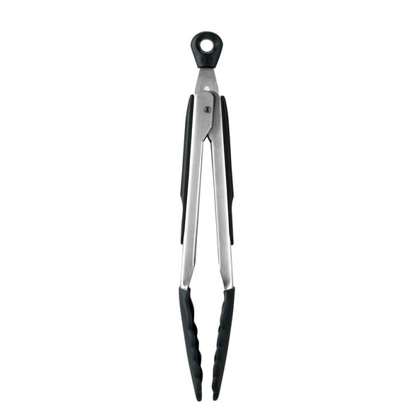 Pinzas OXO Good Grips con cabezales de silicona de 23 cm, color negro
