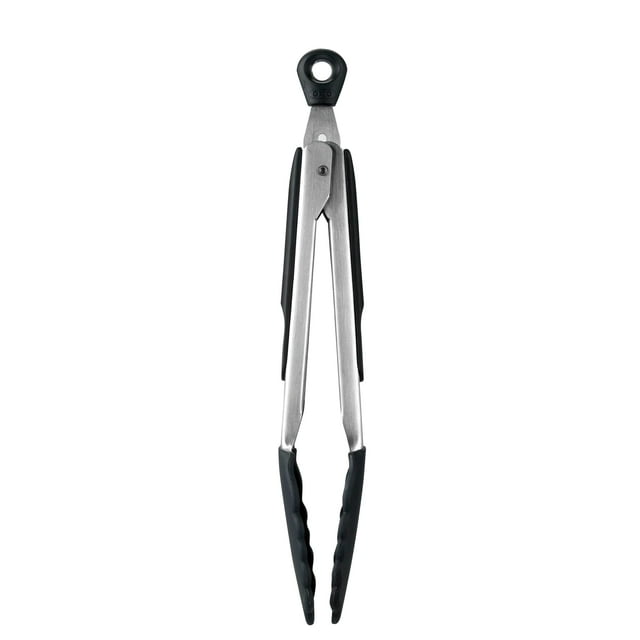Pinzas OXO Good Grips con cabezales de silicona de 23 cm, color negro