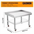 thumbnail image 5 of Stainless Steel Prep Table,24x24x24 Inches,with Backsplash, Adjustable Legs and Bottom Undershelf,Heavy-Duty Grill Stand Table for Outdoor Use Restaurants Hotels Workshops Kitchens Gardens Garages, 5 of 7