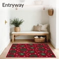 thumbnail image 3 of ODIKA 4'x6' Machine Washable Non-Slip Area Rug, Joyful Celebration Elegant Pinecone Wreath Trio High Traffic Rug with Pad, Red, 621805, 3 of 8