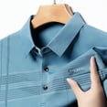 thumbnail image 5 of Men's Summer Ice Silk Lapel Casual Stripe Printed POLO Shirt, 5 of 8