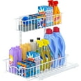 thumbnail image 2 of 2-Tier Metal Under Sink Organizer, Pull Out Cabinet Organizer Sliding Under Bathroom Cabinet Storage Rack Multi-purpose Under Sink Shelf for Kitchen Bathroom, White, 2 of 9