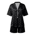 thumbnail image 4 of Pajamas for Women Set Silk Pajamas Women Short Sleeve Sleepwear Shirt-Style Collar Pjs Lounge Two Piece Sets for Women Womens Loungewear Set S, 4 of 6
