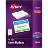 Avery Name Badges with Pins, 3" x 4", 100 Badges (74540)