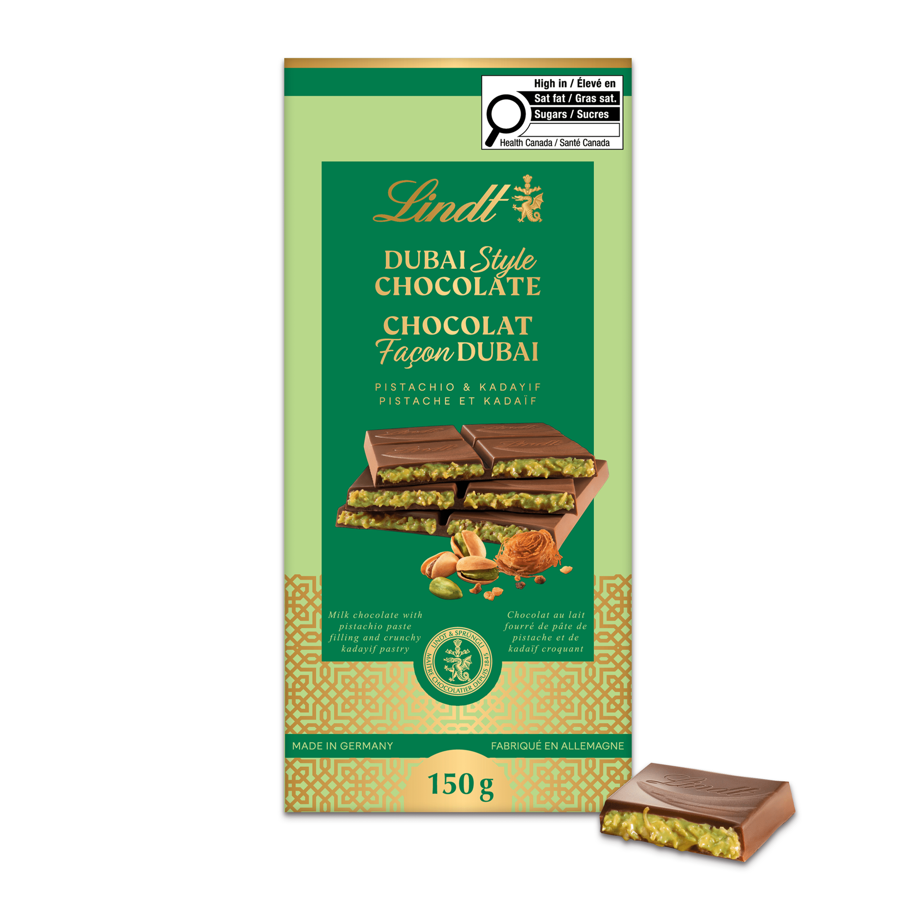 Barre de chocolat façon Dubaï de Lindt, 150 g LINDT DUBAI STYLE LAIT