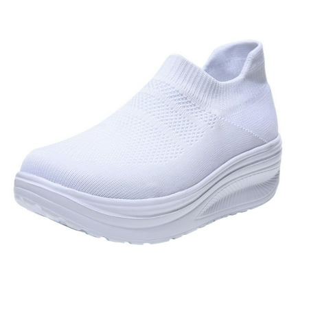 Sexlip Women s Sports Running Shoes - Breathable Mesh Hollow Out Knitted Flying Woven Casual Fashion Sneakers White 36