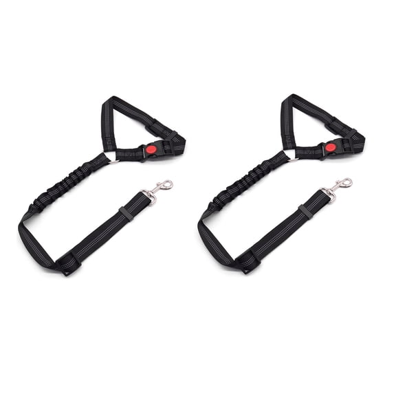 2 Pcs Dog Seat Belt for Car, 3-in-1 Dog Car Harness with Adjustable Metal Buckle Elastic Bungee for Small Medium Large Dogs Pet