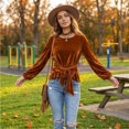 thumbnail image 2 of Basysin Velvet Tops for Women Dressy Casual Crewneck Long Sleeve Shirt Fall Winter Fashion Party Blouses Crew Neck Sweatshirts Women Y2k Tops For Women, 2 of 3