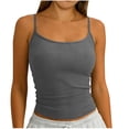 thumbnail image 2 of Babysbule Women's Adjustable Spaghetti Strap Fitted Cami Tank Top, Solid Color Sleeveless Scoop Neck Shirt, Stretchy Polyester Spandex Blouse for Casual and All-Season Wear, 2 of 5