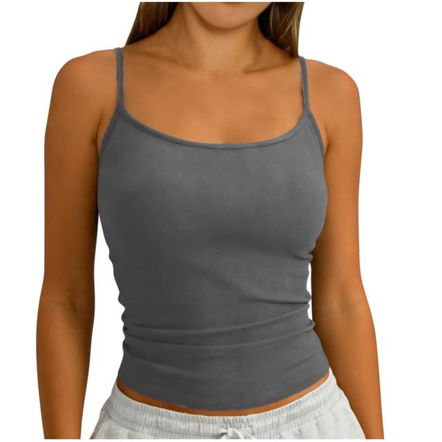 Ziynglg Womens Spaghetti Strap Camisole Tops Ribbed Knit Square Neck Tank Tops Summer Sleeveless Lightweight Shirts