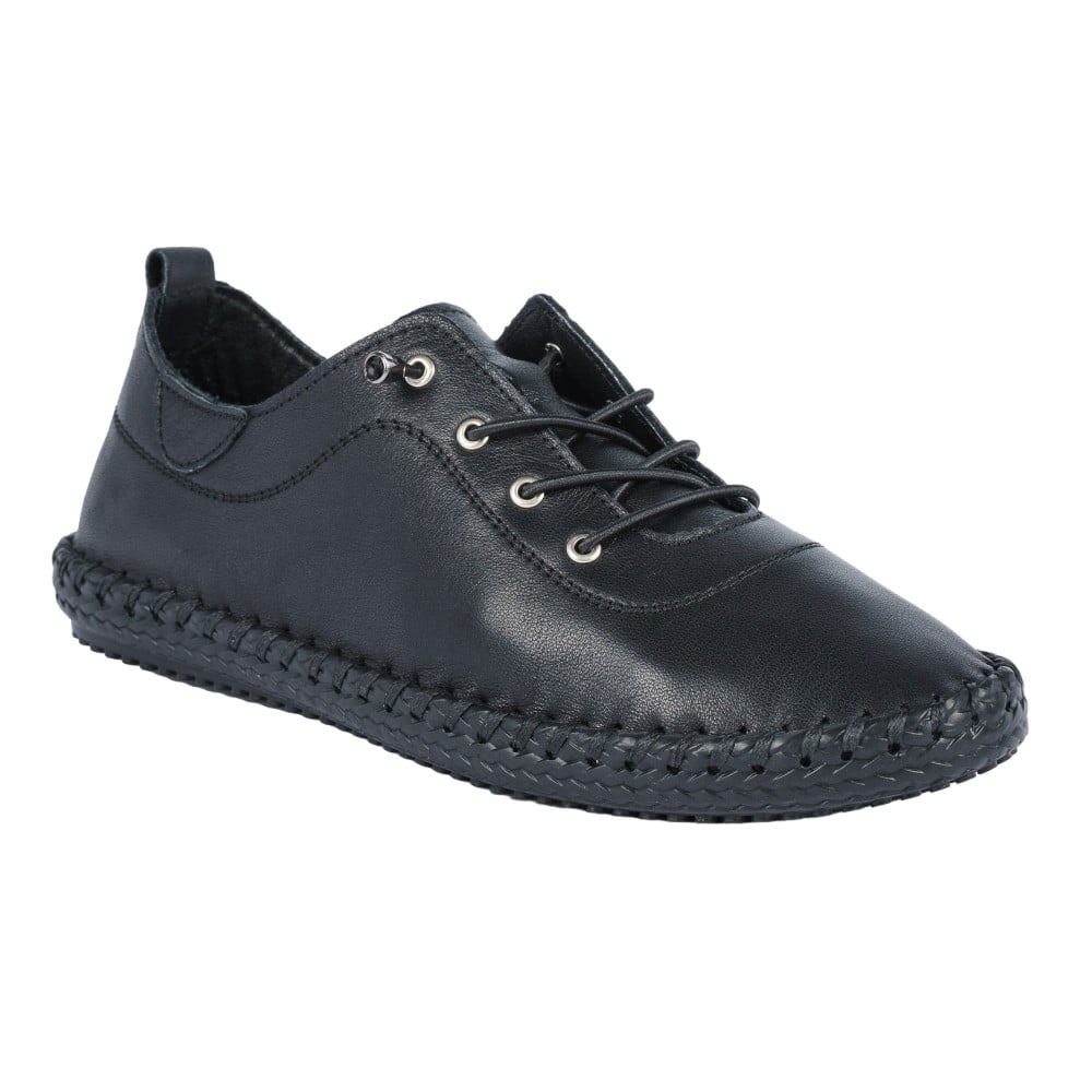 Lunar Blocks Lunar Womens St Ives Leather Plimsolls Black 7