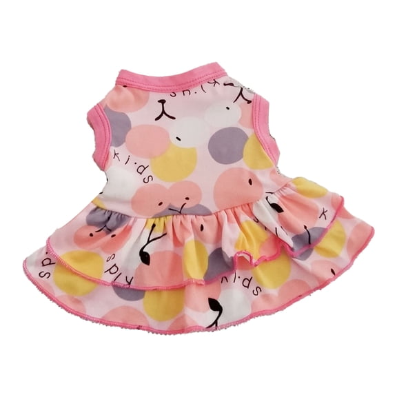 Dog Dress Fruit Pattern Printing Two-legged Cotton Ruffle Hem Pet Princess Skirt for Summer