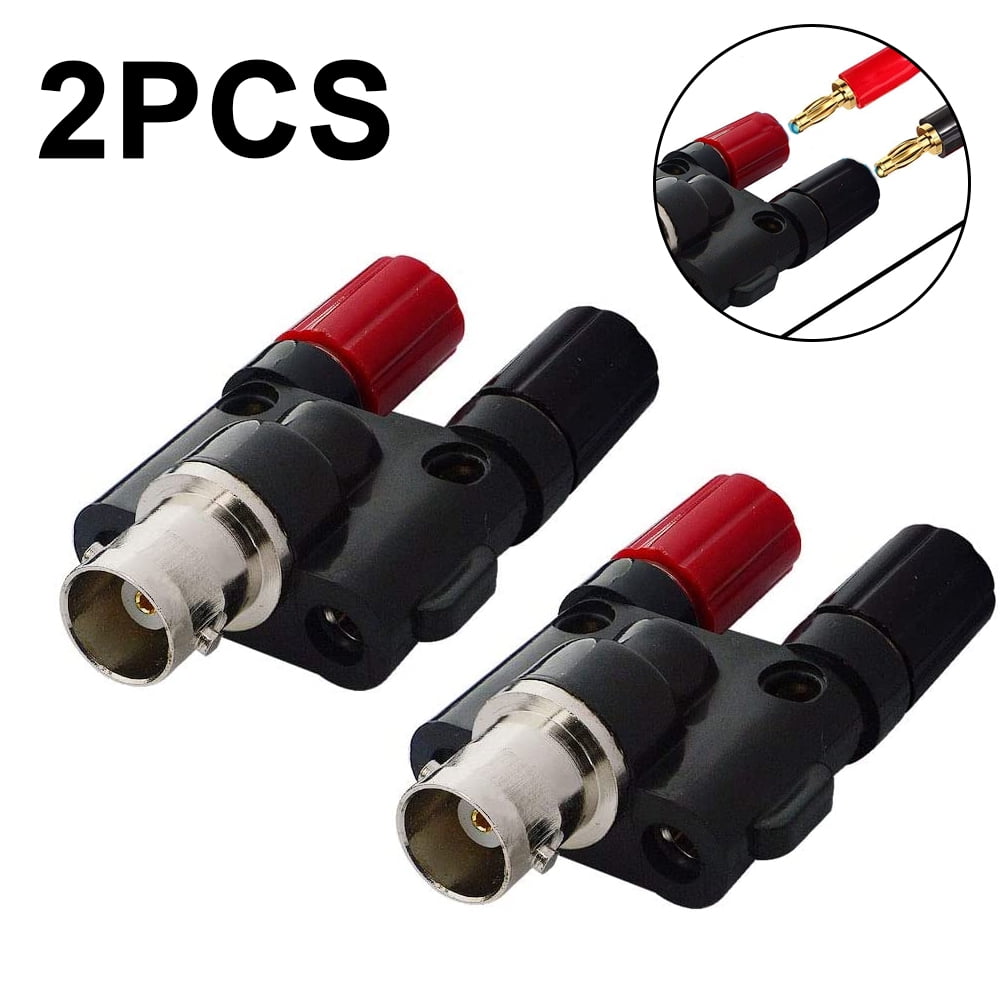 New BNC female jack to two dual Banana male plug RF adapter connect`H4 