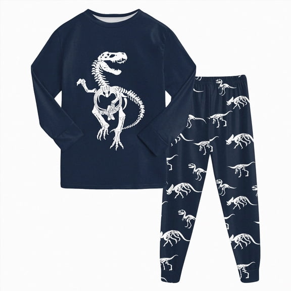 Toddler Baby Boy Outfit Sets Fall Winter Clothes 12 18 24 Month 3T 4T 5T 6T 7T 2PCS Long Sleeve Dinosaur T Shirts Tops Pants Outfits Clothes Set Kaprioy Pajamas Cotton Pjs Set Kids Dinosaur Sleepwear