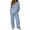 Light blue, variant on Lounge Sets for Women Women's 2 Piece Linen Sets Summer Two Piece Outfits 3/4 Sleeve Tops Casual Dress Lounge Capris Pants Set Travel Outfits QURATI L