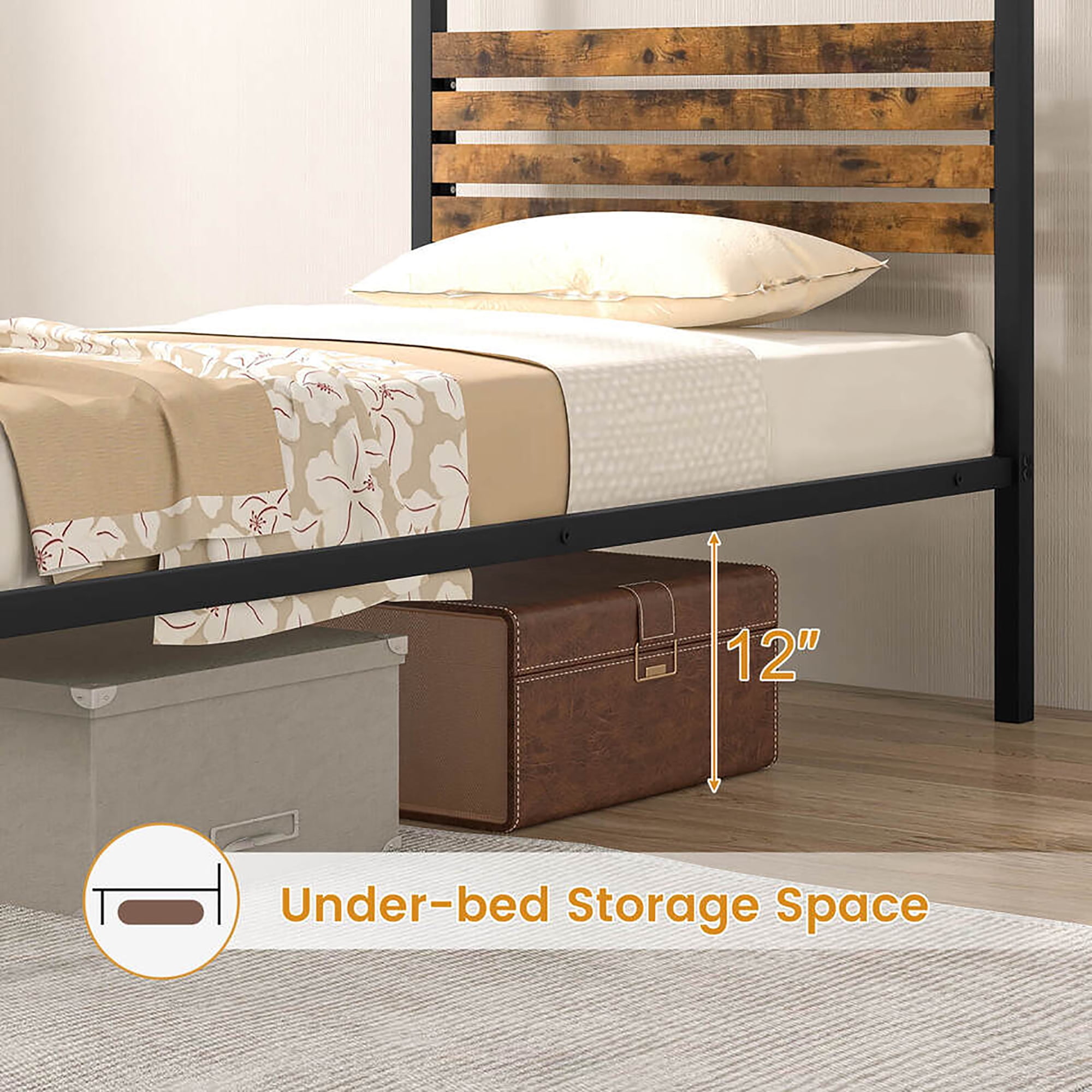 Gymax Twin Size 4-Post Canopy Bed Frame Rustproof Metal Noise-free with Foot Pads
