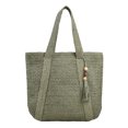 thumbnail image 1 of Bolso de Hombro Btafrte Tejido A Mano Gran Capacidad con Borla Verde, 1 of 9