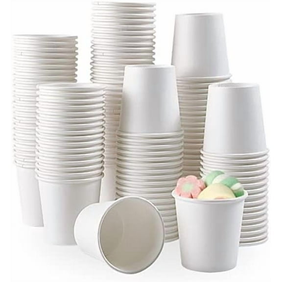 3 oz Paper Cups 600 Count Disposable Bathroom Mouthwash Espresso White Cups for Party, Picnic, Travel and Events
