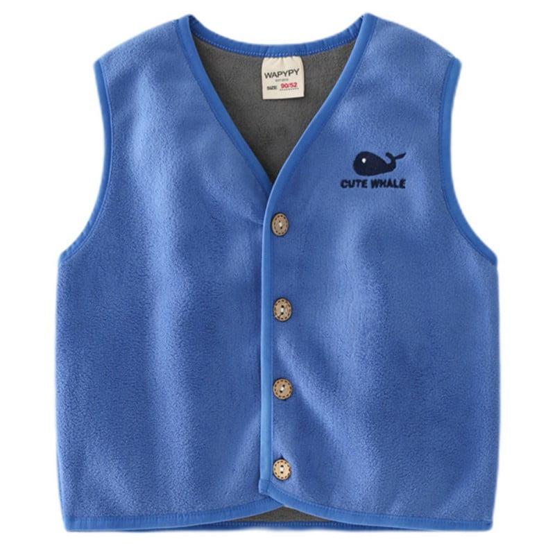Baby Boys Girls Warm Fleece Vest Toddlers Sleeveless Button Down Jacket